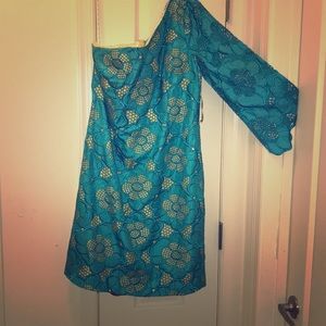 Lilly Pulitzer Turquoise & Yellow Cocktail Dress